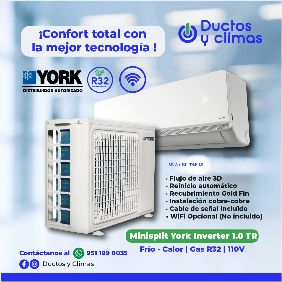 YORK INVERTER FRIO CALOR 1 TR