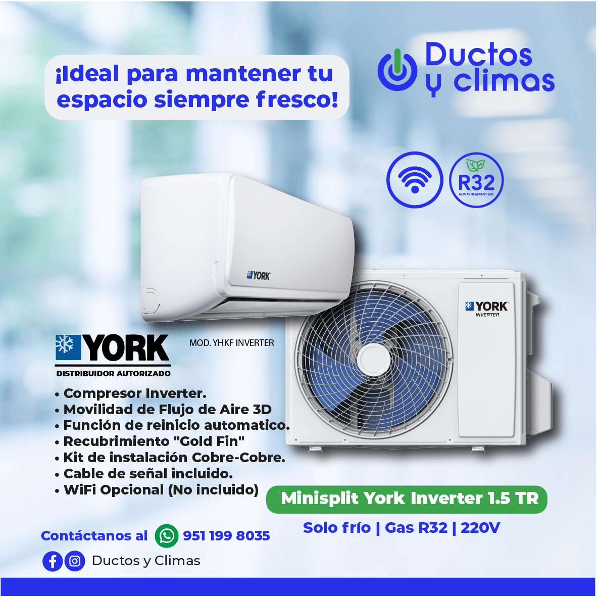 YORK INVERTER SOLO FRIO 1.5 TR